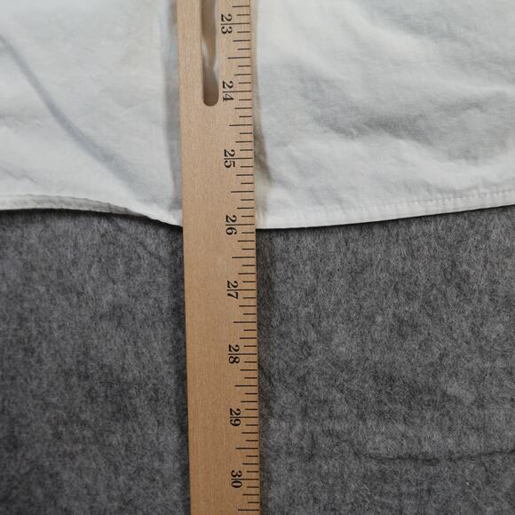 J. Jill Top Womens Medium Poplin Button Front White Shirt Mandarin Collar Crisp - Picture 8 of 9